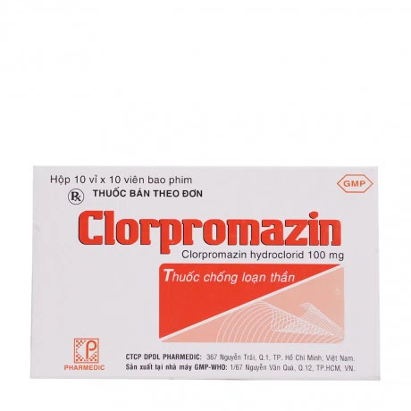 Viên bao phim Clorpromazin 100mg Pharmedic điều trị tâm thần phân liệt (10 vỉ x 10 viên)