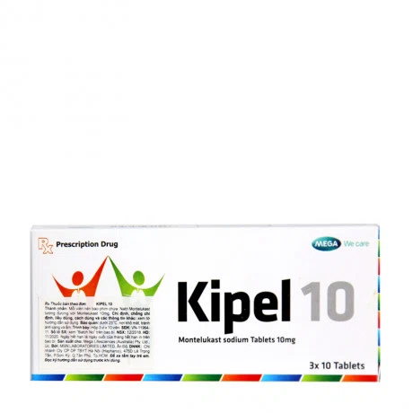 Thuốc dự phòng và điều trị hen phế quản mãn tính Kipel 10mg (3 vỉ x 10 viên/hộp)