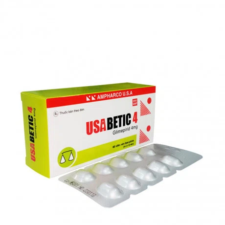Viên nén Usabetic 4mg Ampharco điều trị bệnh đái tháo đường type 2 (6 vỉ x 10 viên)