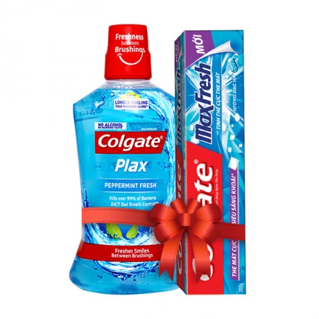 Nước súc miệng hương bạc hà sảng khoái Colgate Plax (500ml) + Tặng kem đánh răng Colgate (200g)