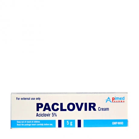 Thuốc dùng ngoài Paclovir 5g điều trị các trường hợp nhiễm virus herpes simplex trên da (tuýp 5g)