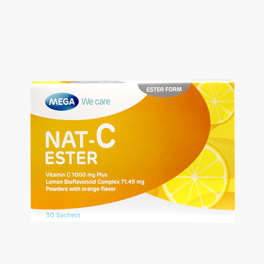 Thực phẩm bảo vệ sức khỏe cung cấp vitamin C, tăng cường sức đề kháng Nat C Ester 1000mg (Hộp 30 gói)