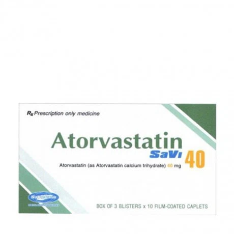 Thuốc làm giảm cholesterol toàn phần Atorvastatin 40mg SaVi (10 viên x 3 vỉ/hộp)