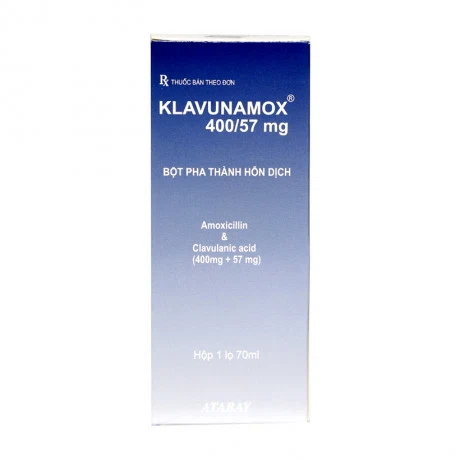 Bột pha uống Klavunamox 400mg/57mg Atabay điều trị nhiễm khuẩn (chai 70ml)