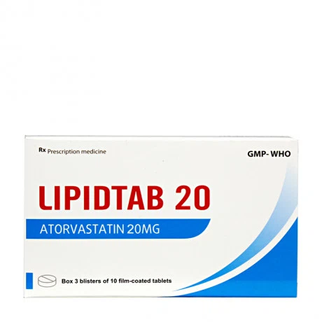 Thuốc điều trị tăng mỡ máu, phòng biến cố tim mạch Lipidtab 20mg (3 vỉ x 10 viên/hộp)