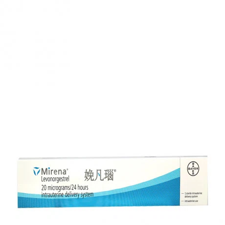 Hộp hệ phóng thích thuốc qua dụng cụ đặt tử cung Mirena chứa Levonorgestrel 52mg Bayer (1cái/ hộp)