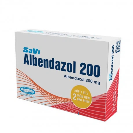 Viên nén Savi Albendazol 200mg điều trị nhiễm giun (1 vỉ x 2 viên)