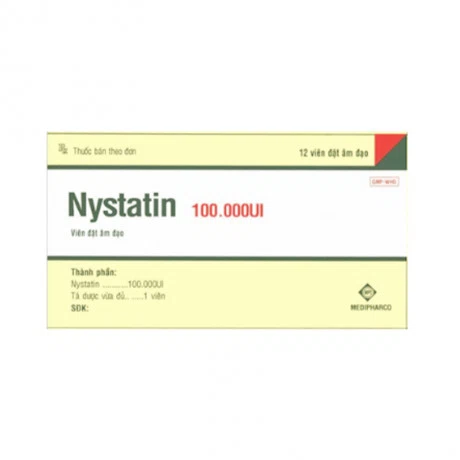 Viên đặt âm đạo Nystatin Medipharco điều trị viêm nhiễm âm đạo do nấm candida (1 vỉ x 12 viên)