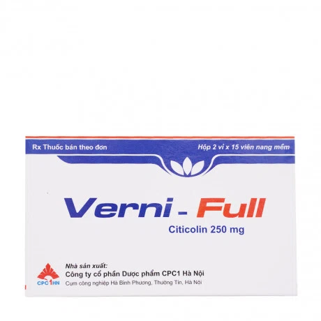 Viên nang Verni-full 250mg các bệnh tổn thương não, sa sút trí tuệ (2 vỉ x 15 viên)