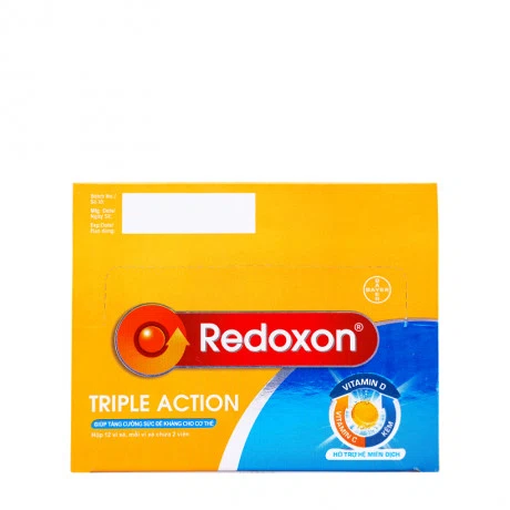 Viên sủi Redoxon hỗ trợ bổ sung vitamin C, D và kẽm (Hộp 12 vỉ X 2 viên)