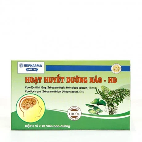 Viên bao đường Hoạt Huyết Dưỡng Não HD phòng và điều trị chứng suy giảm trí nhớ (5 vỉ x 20 viên)
