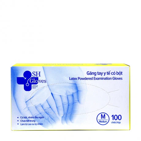 Găng tay y tế có bột SH Gloves size M (Hộp 100 chiếc)