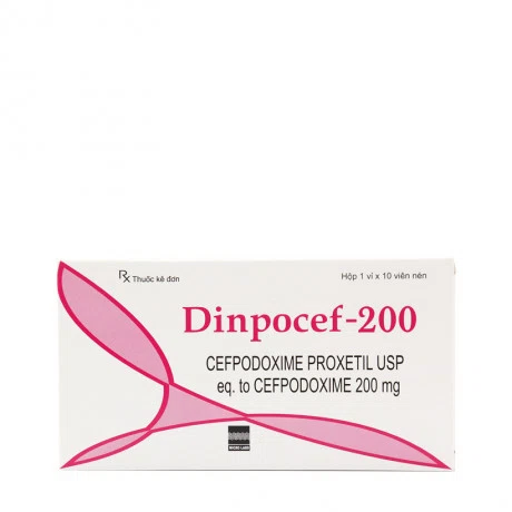 Viên nén bao phim Dinpocef 200mg điều trị nhiễm khuẩn (1 vỉ x 10 viên)