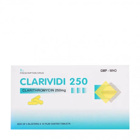 Viên nén Clarividi 250mg Vidipha điều trị nhiễm khuẩn đường hô hấp (2 vỉ x 10 viên)