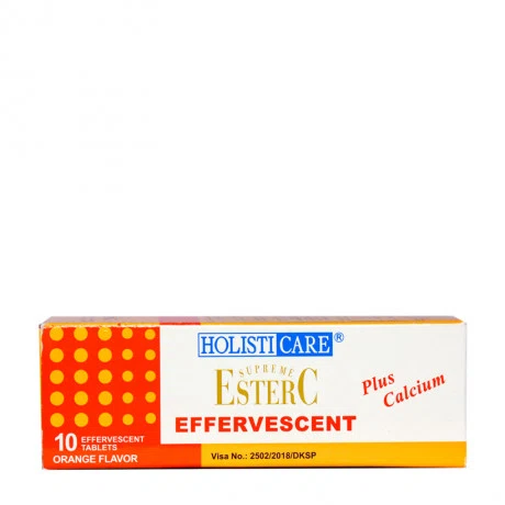 Viên sủi Holisticare Supreme Ester C Effervescent hương cam hỗ trợ tăng cường sức đề kháng (10 viên)