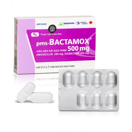 Viên nén bao phim Bactamox 500mg Imexpharm kháng sinh điều trị nhiễm khuẩn (2 vỉ x 7 viên)