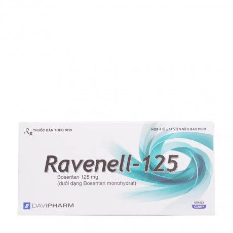 Viên nén bao phim Ravenell 125 Davipharm điều trị tăng áp lực động mạch phổi (4 vỉ x 14 viên)