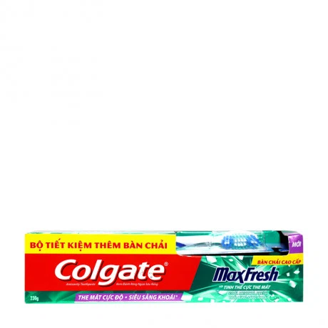 Bộ sản phẩm kem đánh răng Colgate Maxfresh Cool Menthol (230g/225g) + Bàn chải đánh răng cao cấp