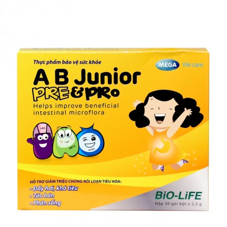 Dung dịch pha uống AB Junior Pre & Pro hỗ trợ hệ tiêu hóa (Hộp 30 gói x 2.3g)