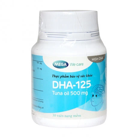 Thực phẩm bảo vệ sức khỏe bổ sung DHA, hỗ trợ phát triển não bộ và thị giác Mega DHA-125 (Chai 30 viên)