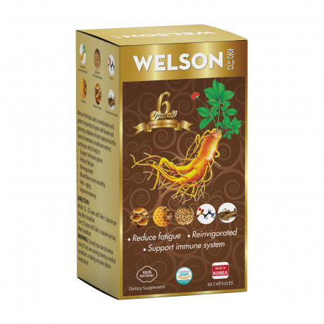 Thực phẩm bảo vệ sức khỏe viên hồng sâm bồi bổ sức khỏe Welson Ginseng (Lọ 60 viên)