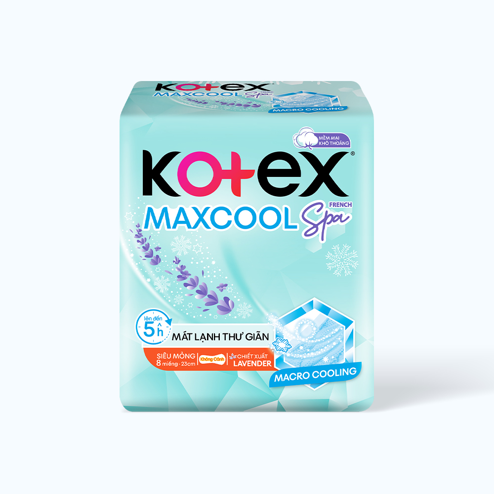 Kotex Max Cool Bang Ve Sinh Sieu Mong Khong Canh 23cm 8M