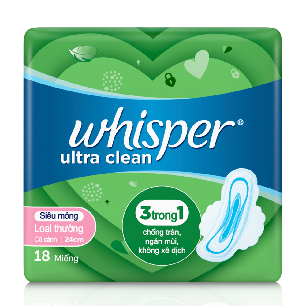 Whisper BVS Ban Ngay Sieu Mong Canh Ultra Clean Canh 24cm 18 Mieng