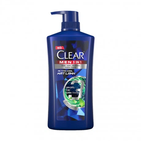 Dầu tắm gội toàn thân mát lạnh 3 in 1 Clear (Chai 630g)