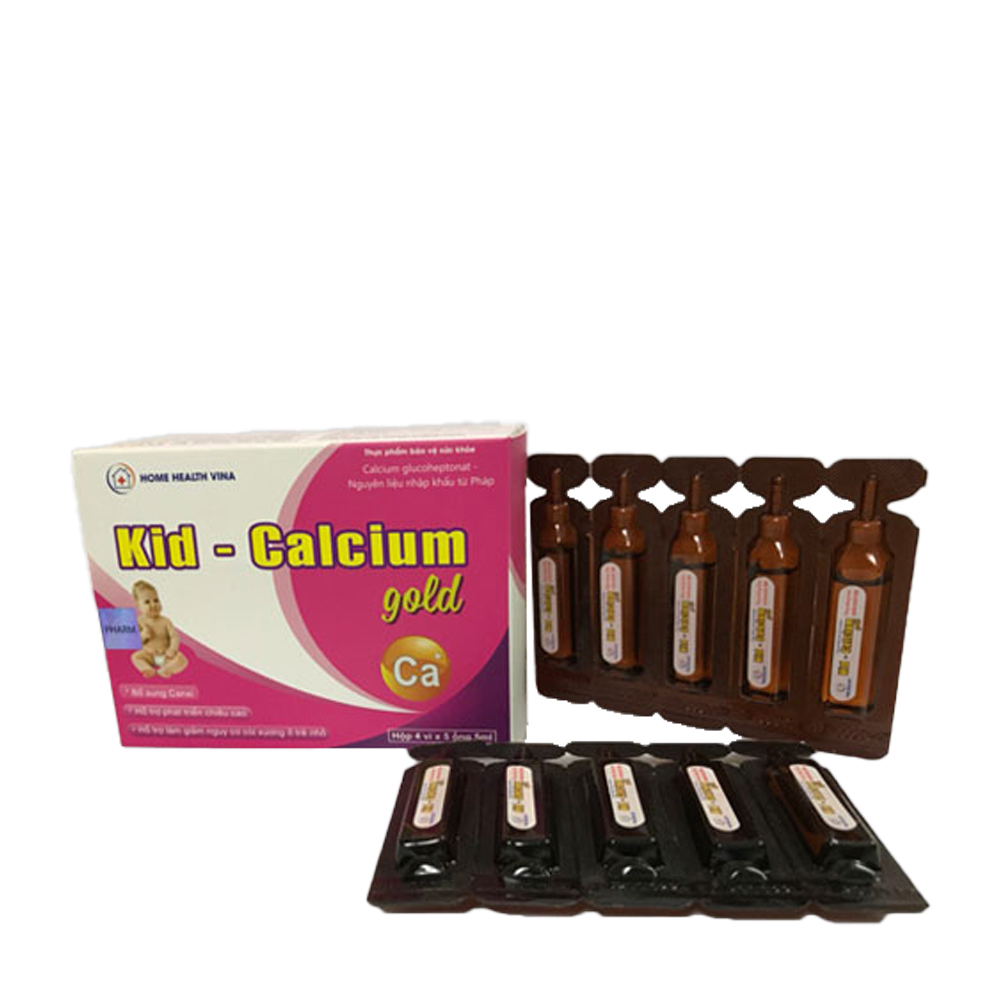 Thực phẩm bảo vệ sức khỏe bổ sung canxi cho bé  Kid Calcium Gold Health Vina (Hộp 4 vỉ x 5 ống 5ml)