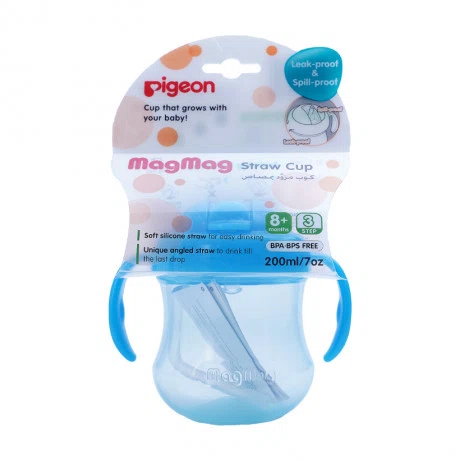 Bình uống nước có ống hút tay cầm Pigeon (200ml)