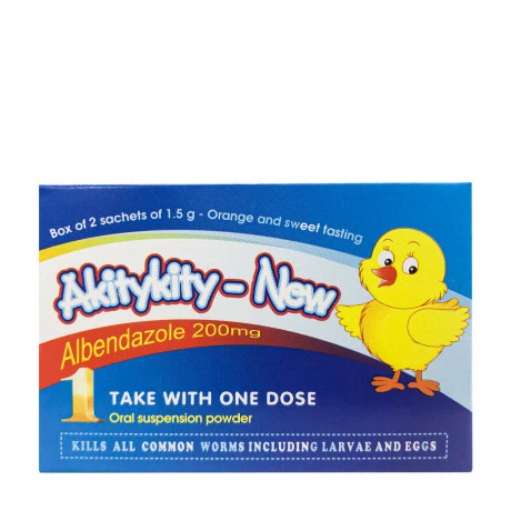 Bột pha hỗn dịch uống Akitykity-New 200mg điều trị nhiễm giun, sán (2 gói x 1.5g)