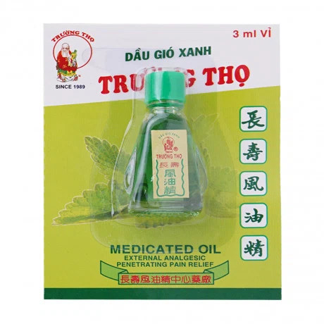 Dầu gió xanh Trường Thọ 3ml trị cảm cúm nhức đầu đau bụng (chai 3ml)