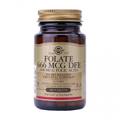 Viên hỗ trợ sức khỏe tim mạch Solgar Folate 666 MCG DFE (Chai 100 viên)