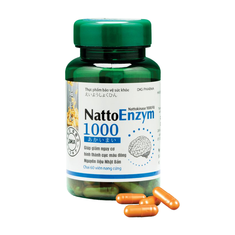 DHG PHARMA NattoEnzym Nattokinase 1000 FU Ho Tro Tan Mau Dong (Hop 60v)