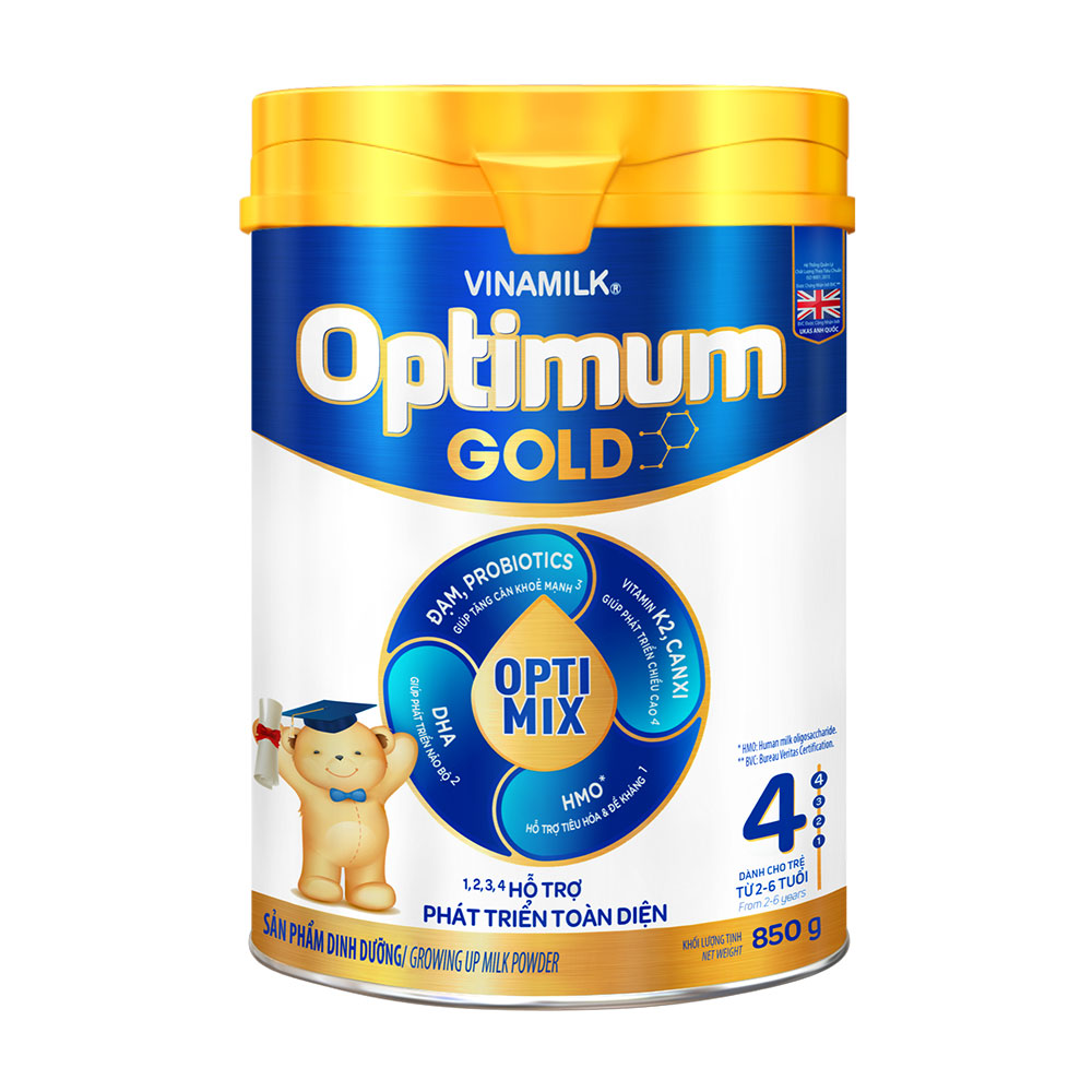 Sản phẩm dinh dưỡng sữa bột số 4 (2 tuổi+) Vinamilk Optimum Gold (Hộp 850g)