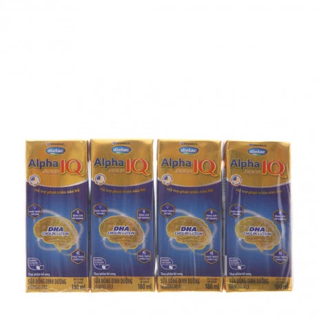 Sữa bột pha sẵn từ 2 tuổi Dielac Alpha Gold IQ 180ml (lốc/4 hộp)
