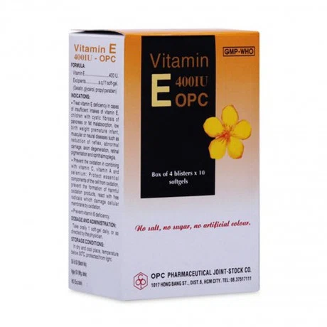 Viên nang mềm Vitamin E-OPC 400mg phòng và điều trị thiếu vitamin E (4 vỉ x 10 viên)