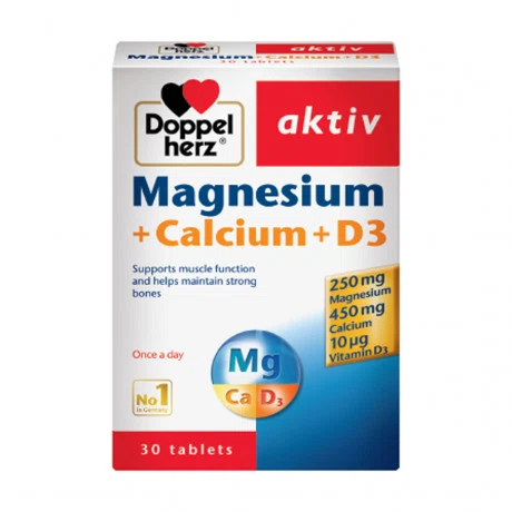Viên hỗ trợ cơ xương khỏe mạnh Doppelherz aktiv Magnesium + Calcium + D3 (Hộp 30 viên)