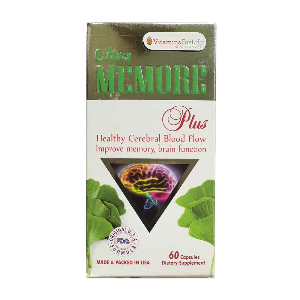 Thực phẩm bảo vệ sức khỏe tăng cường tuần hoàn não Vitamin For Life Ultra Memore Plus (Hộp 60 viên)