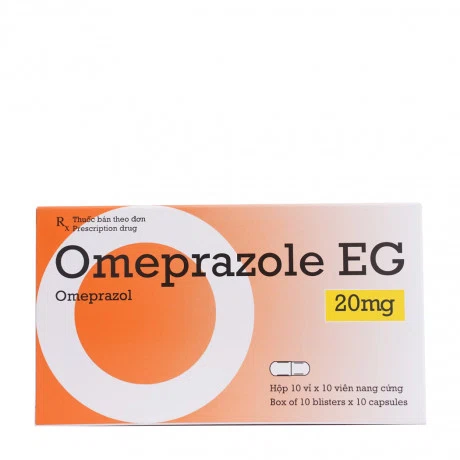 Viên nang Omeprazole 20 mg điều trị loét dạ dày, tá tràng, viêm thực quản (10 vỉ x 10 viên)