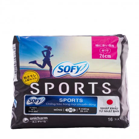 Băng vệ sinh mỏng cánh Sofy Sports 26cm (Gói 19 miếng)