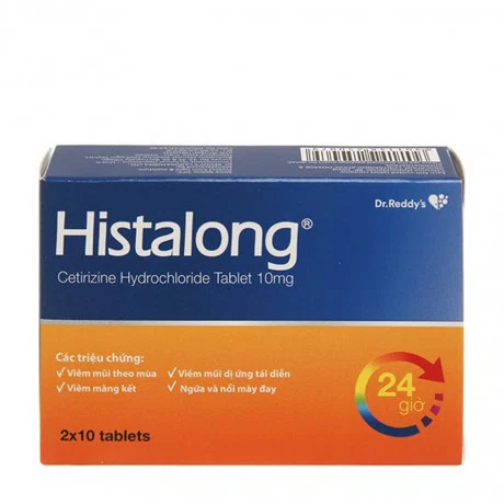 Viên nén bao phim Histalong 10mg điều trị viêm mũi, ngứa và mày đay (2 vỉ x10 viên)