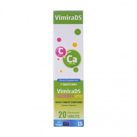 Viên sủi bổ sung canxi và vitamin C VimiraDS Calcium + VitC (Tuýp 20 viên)