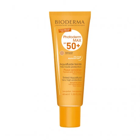 Kem chống nắng (có màu) BIODERMA Spf50+ Photoderm Max Aquafluide Teinte Claire SPF50+ (Tuýp 40ml)