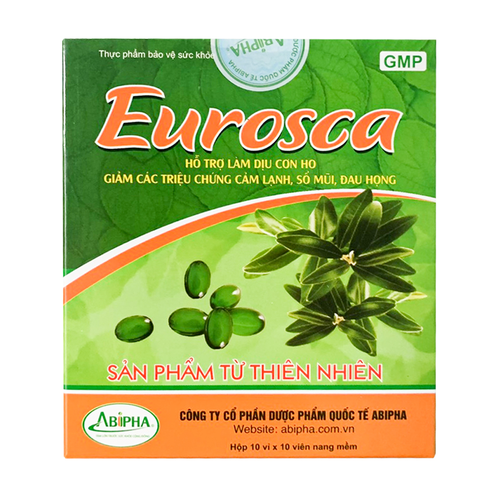 Thực phẩm bảo vệ sức khoẻ hỗ trợ giảm rối loạn đường hô hấp Eurosca (10 vỉ x 10 viên)