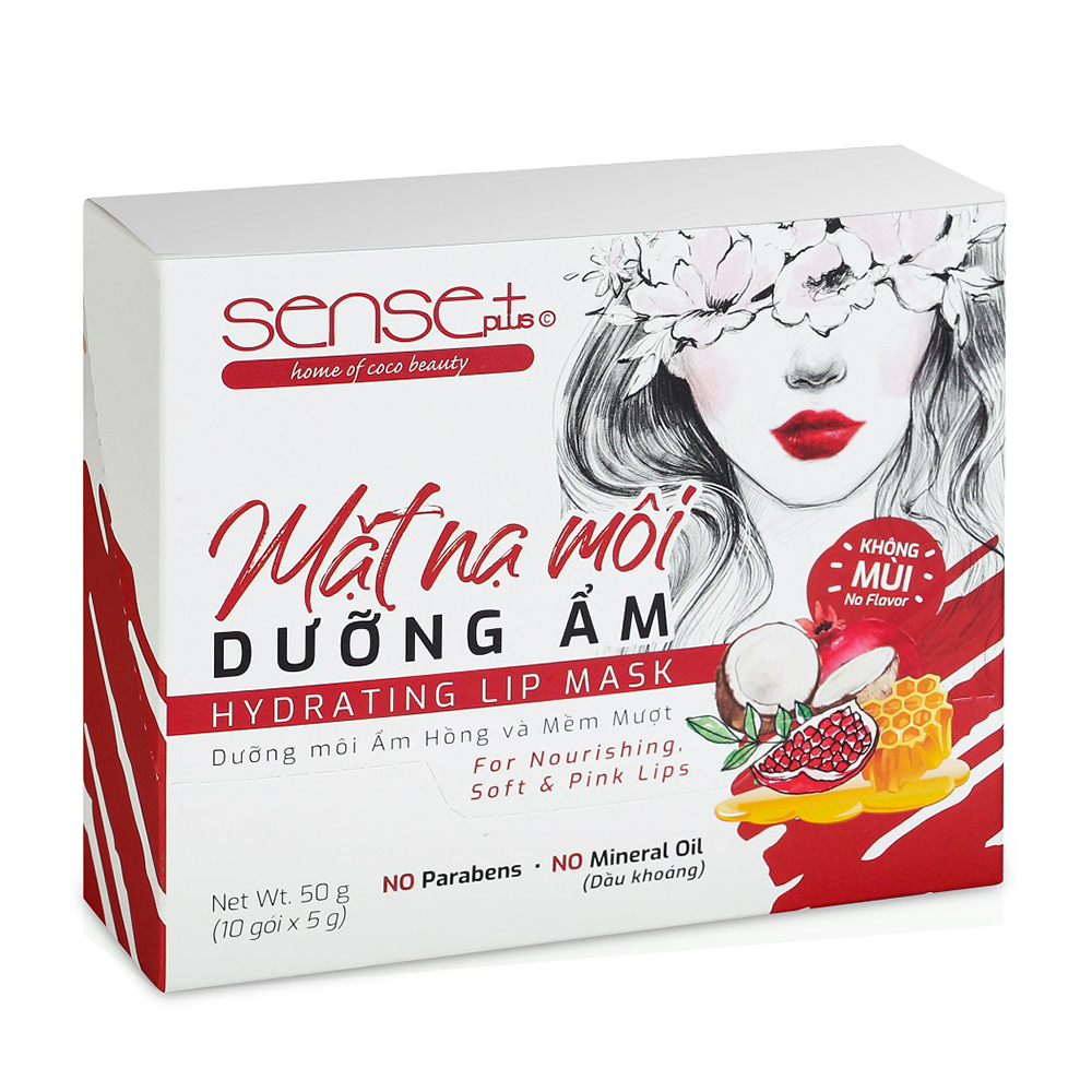 Mặt nạ dưỡng ẩm cho môi hồng và mềm mượt Sense Plus (Hộp 10 gói)