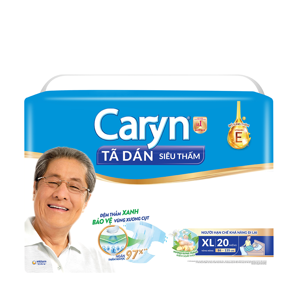 Tã giấy siêu thấm Caryn size XL(Gói 20 miếng)