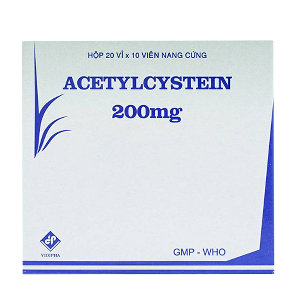 Acetylcystein 200mg (Hop 20vi x 10vien) Vidipha