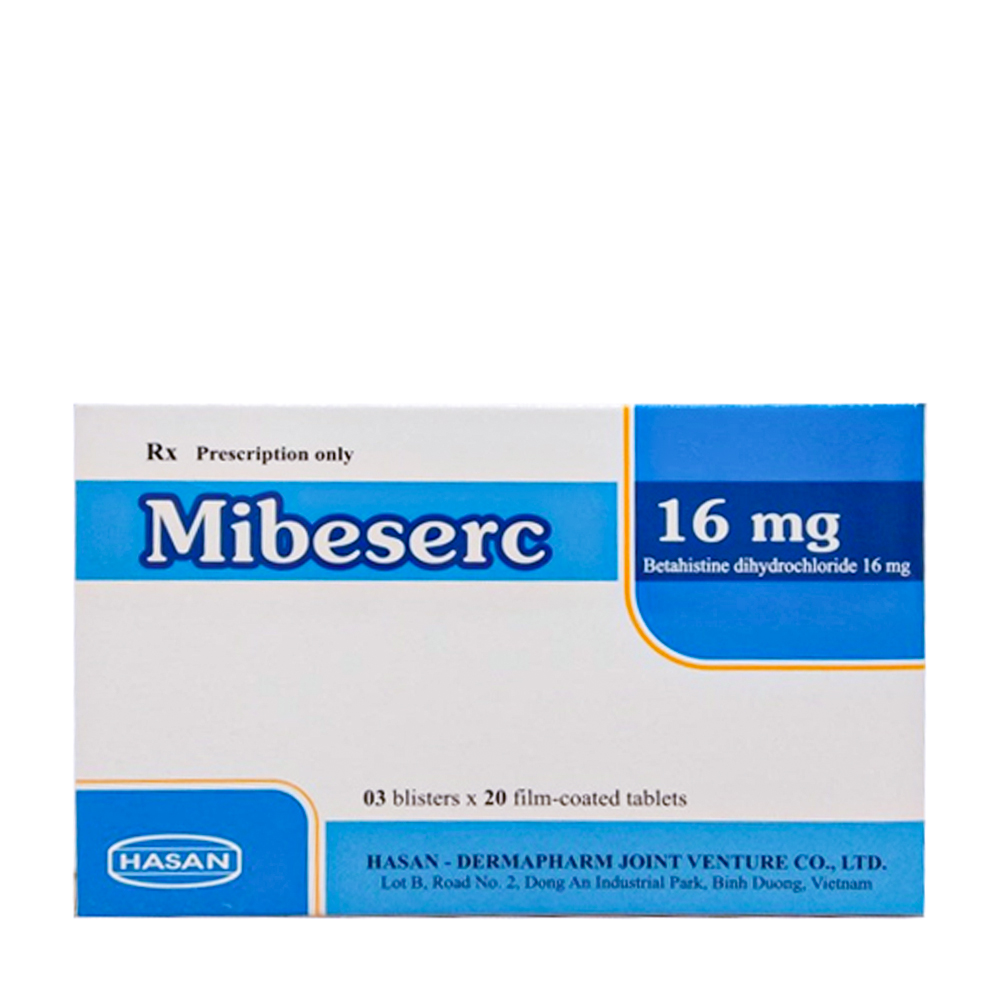 Mibeserc Hasan 16mg (Hộp 3 vỉ x 20 viên)