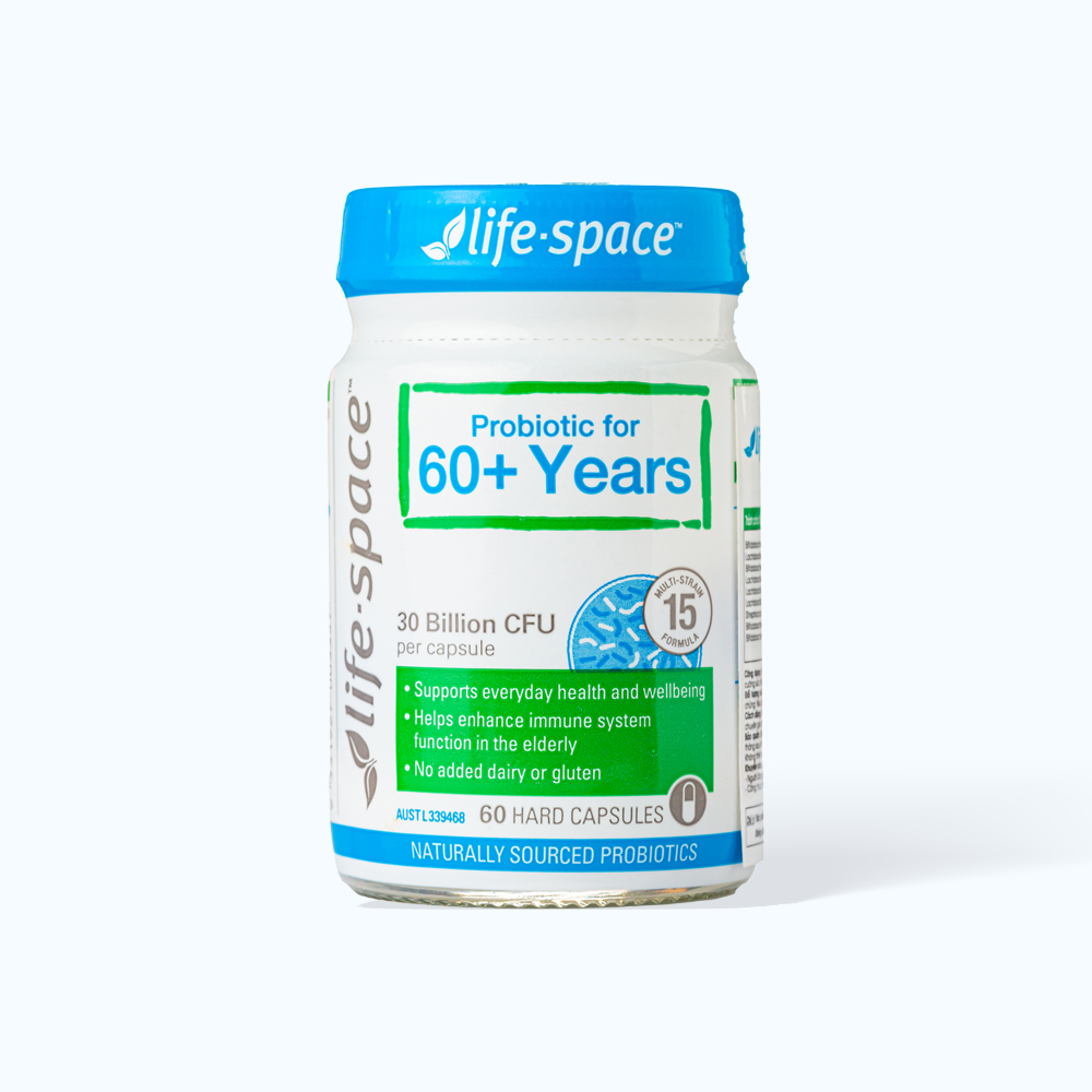 LIFESPACE 60+ Probiotic Ho Tro He Tieu Hoa Cho Nguoi Lon Tuoi (Hop 60V)
